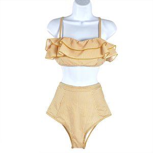 Aava Dakota Bikini Two Piece Yellow White Stripes